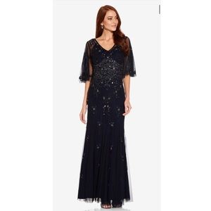 Brand New Adrianna Papell beaded gown in midnight